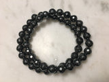 Grey Faceted Electroplated Hematite Stretch Bracelet - Hidden Gems by Raquel
