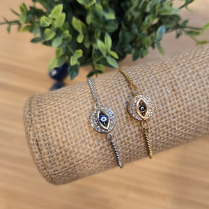 Evil eye slider bracelet