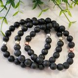 Faceted Matte Black Onyx Stacker