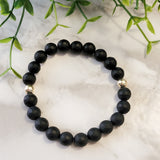 Faceted Matte Black Onyx Stacker