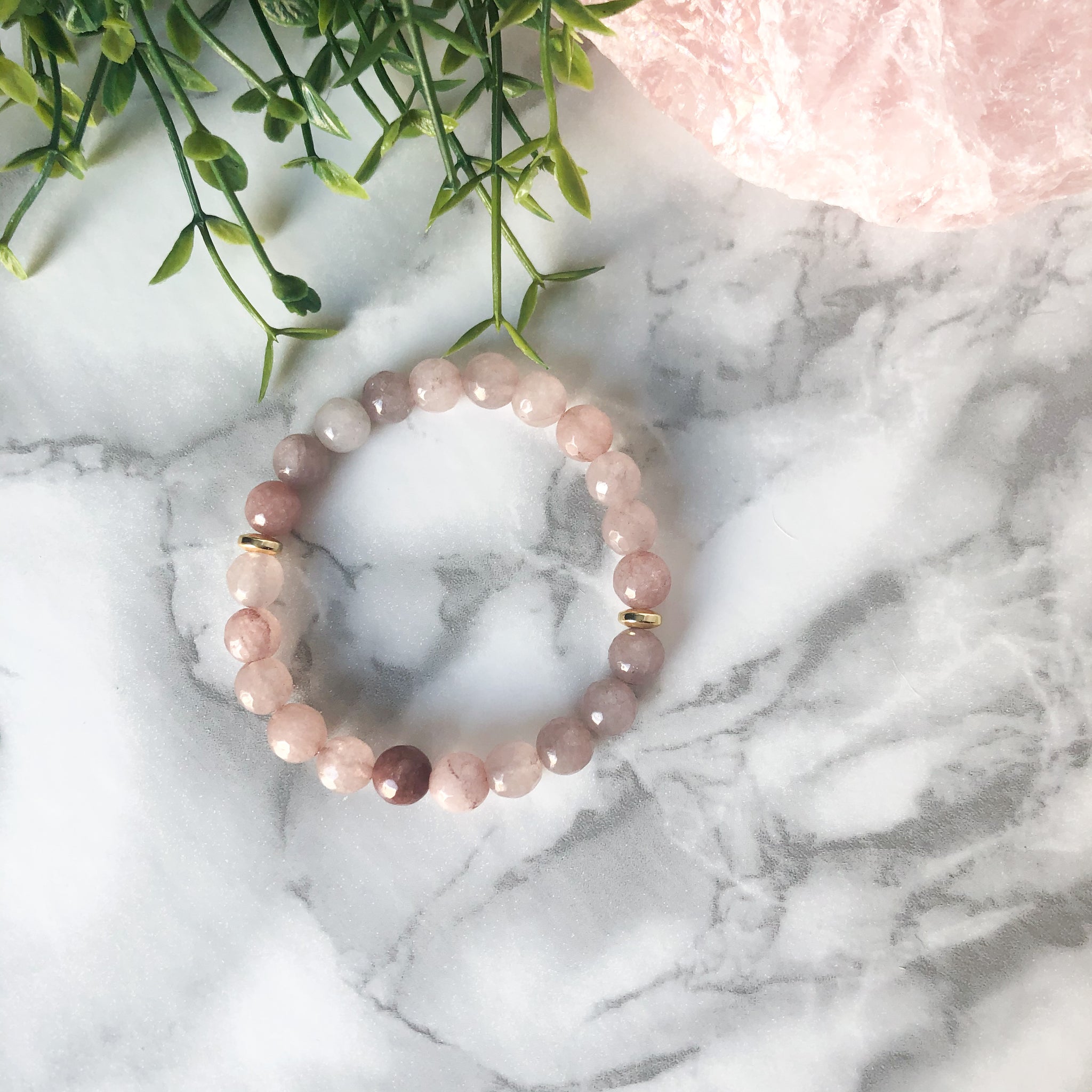 Rose Quartz & Pink Opal Handmade Crystal Bracelet — Ajooni Retreat