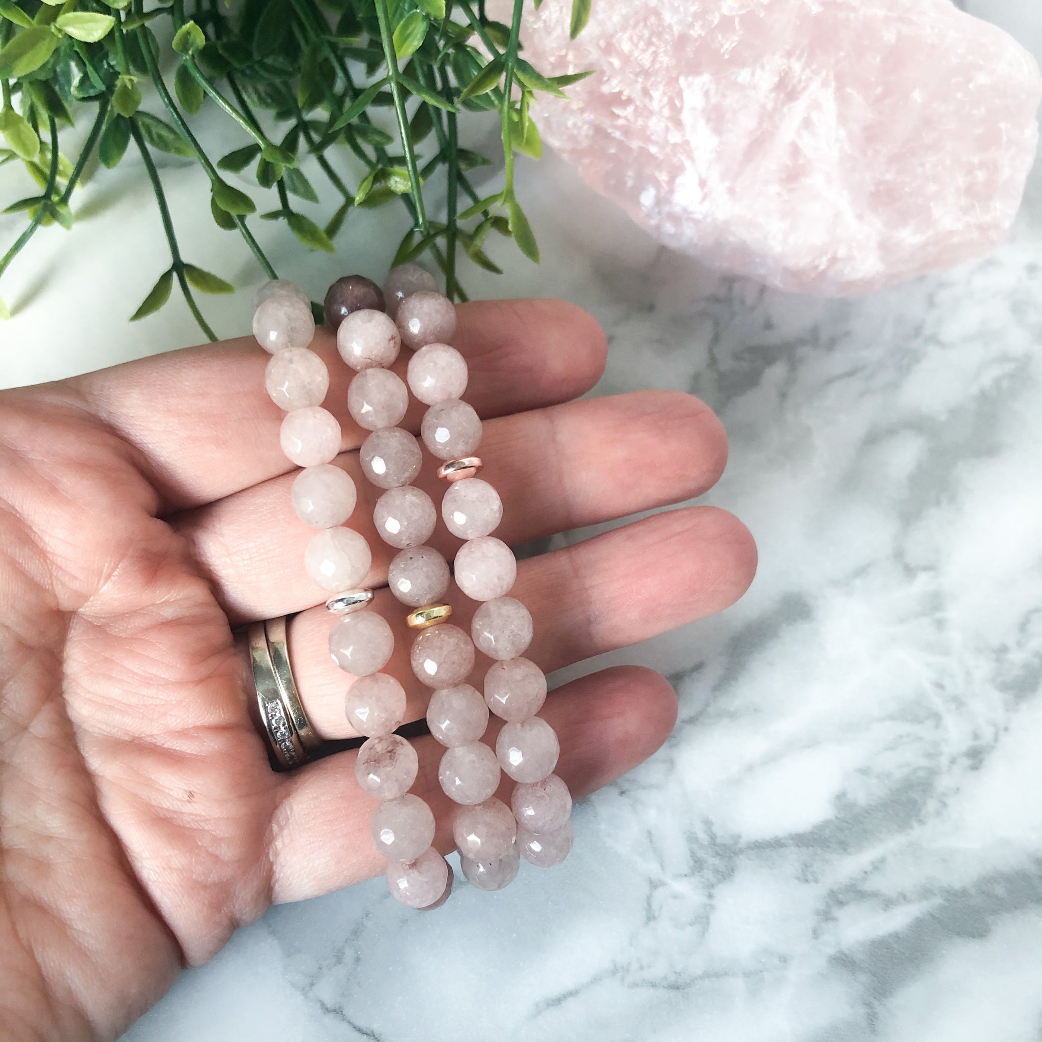 Strawberry Jade & Hematite Bracelet – Hidden Gems by Raquel