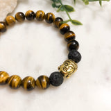 Tiger Eye & Hematite Buddha Diffuser Bracelet - Hidden Gems by Raquel